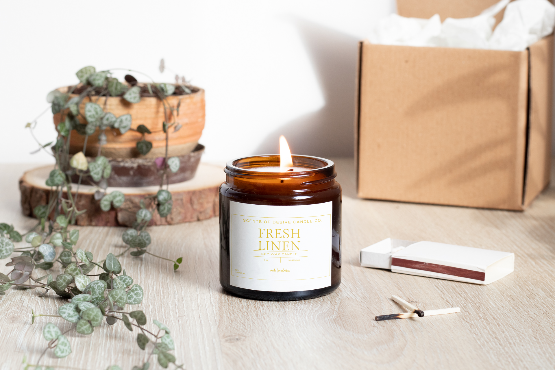 Fresh Linen Scented Candle | Scented Soy Candle